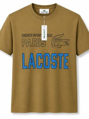 Lacoste Men’s Paris Logo Graphic T-Shirt Tan Brown NWT